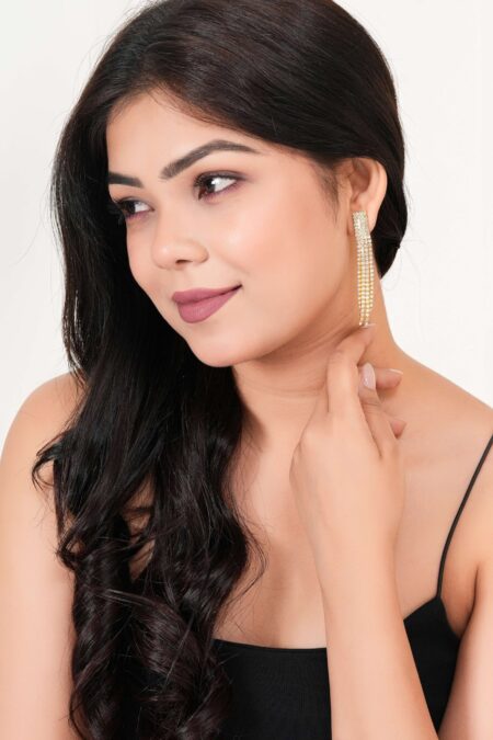 Women's Rose Gold Color Long Danglers Earrings for Women Party Wear