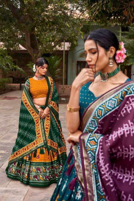 Women's Traditional Printed Lehenga Choli Set with Bandhani Dupatta ? Festive & Navratri Wear